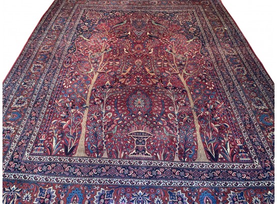 Huge Wool Jewel Toned Room Sized Carpet - 14' 8' X 11'