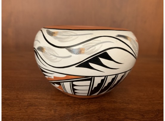 Native American Hand-Painted Pottery Bowl Signed By V. Tafoya Jemez (Pueblo, New Mexico)