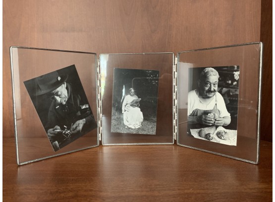 Ingo Williams Designed Bedford/Downing Glass (NYC) Tri-fold Hand Blown Glass Picture Frame