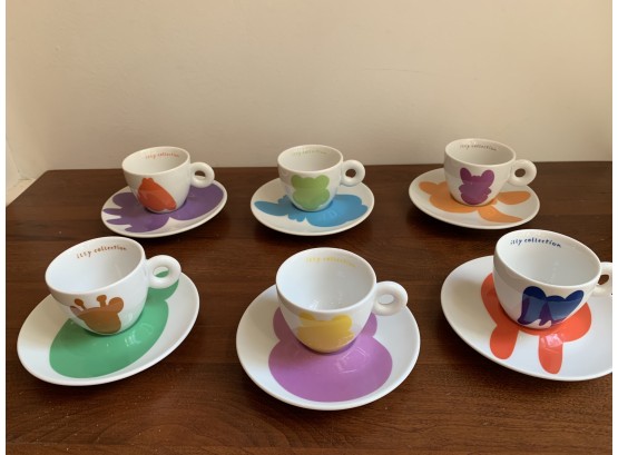 Set Of Six Espresso Cups & Saucers Designed By Jeff Koons For The Illy Collection 2001 (Rosenthal Porcelain)