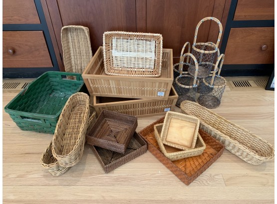 Various Sized And Shaped Baskets Including Some From The Container Store