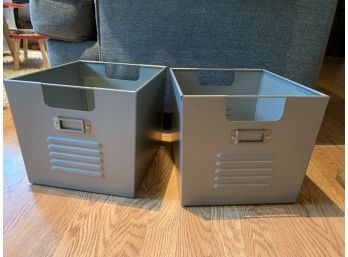 Pottery Barn Teen Grey Metal Storage Containers