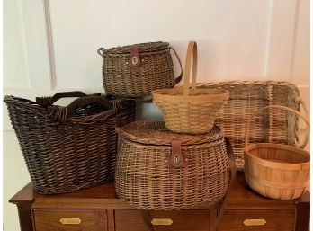 Lovely Basket Collection Including A Longaberger Handmade Basket
