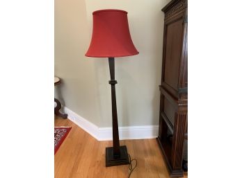 Floor Lamp With Red Linen Shade