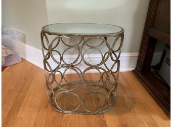 Mirrored Top Oval Side Table