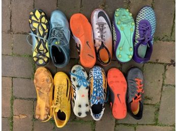 Six Pairs Of Kids Soccer Cleats (Sizes 2.5 - 4.5)