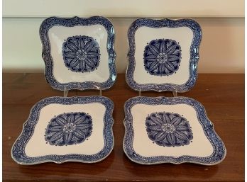 Set Of Four Bombay Co. Cobalt Blue & White Dessert Plates - New
