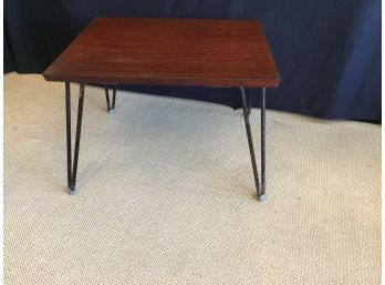 Mid Century Iron And Wood Side Table