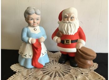 Vintage Ceramic Mr And Mrs Claus