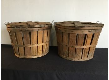 Set Of 2 Antique Removable Covers LARGE Apple Baskets
