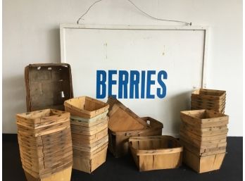 Vintage BERRIES Sign And Baskets