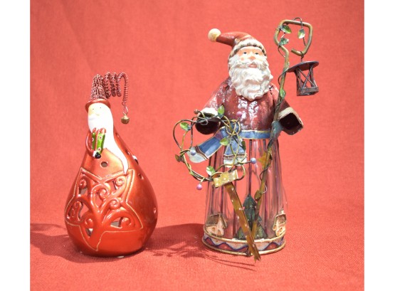 Snowman & Santa Tea Light Figurines
