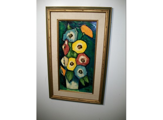 Vintage 'Ferris' Oil On Board Painting - Listed Artist In Original Frame (New Canaan Estate)