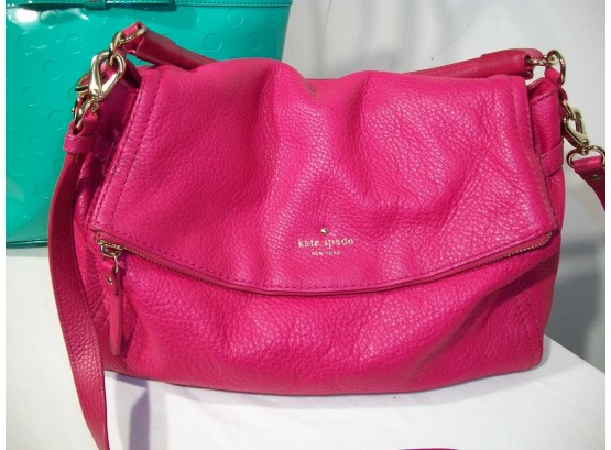 Two Fabulous 100% Authentic KATE SPADE Purses  (Pink & Turquoise) - TWO GREAT BAGS !