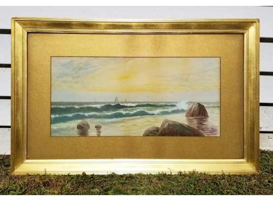 Seaside Painting In Gold Toned Frame