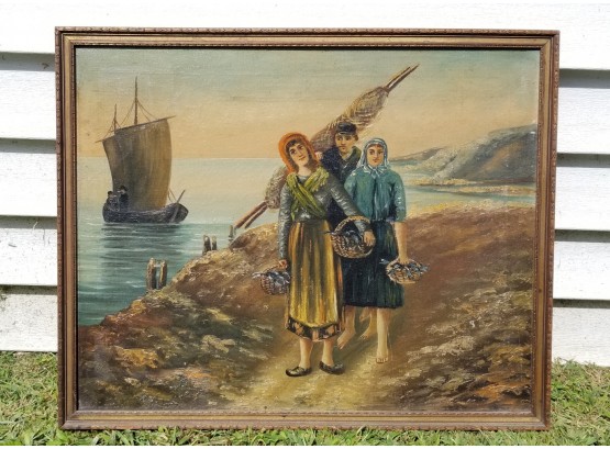 Vintage Oil On Canvas From The French School, Unsigned.