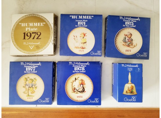 1970'S Hummel By Goebel 5 Collectible Annual Plates & A Bell