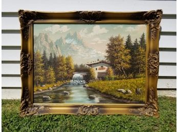 Vintage Oil On Canvas, German Scene