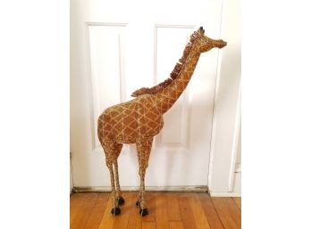 Huge 31' South African Folk Handmade Wire Beaded Giraffe Figurine