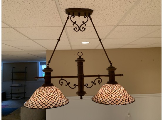 Double Pendant Light Fixture With Tiffany Style Shades