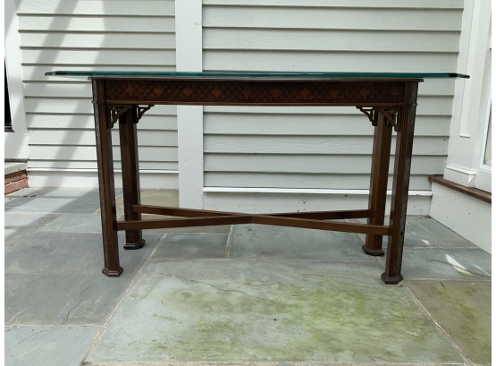 Attractive Glass Top Console Table With Beautiful Details
