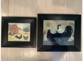 Framed Rooster & Farm Folk Art Prints