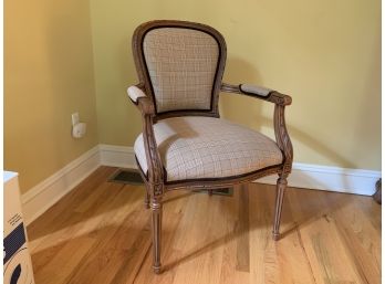 Ethan Allen Custom Armchair With Carved Wood Frame