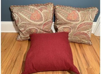 Two Custom And One Crate & Barrel Pillows