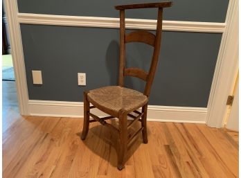 Antique Child's Prayer Chair With Rushed Seat