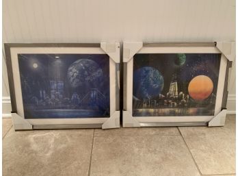 Two Custom Framed NYC Street Artist Works Of Art