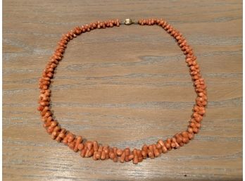 Coral Necklace With Gold Tone Clasp