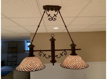 Double Pendant Light Fixture With Tiffany Style Shades