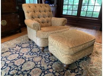 Ethan Allen Tufted Club Chair And Ottoman