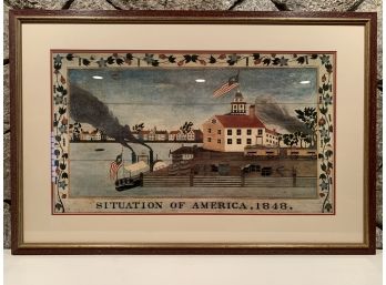 'Situation Of America, 1848' Americana Print, Custom Framed