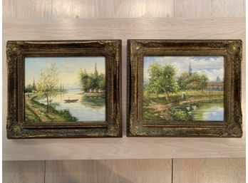 Two Lakeside Framed Oil Paintings Purchased From Ethan Allen