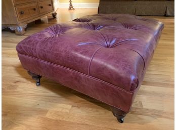 Ethan Allen Tufted Leather Ottoman