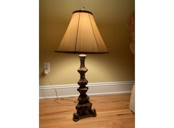 Rubbed Metal Candlestick Side Table Lamp