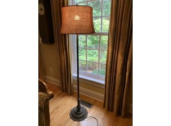 Floor Lamp With Linen Shade & Attractive Metal Base