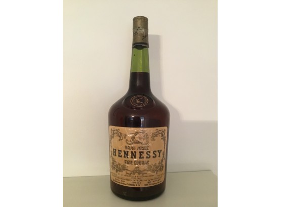 Very Large Antique Glass Hennessy Bottle Bank