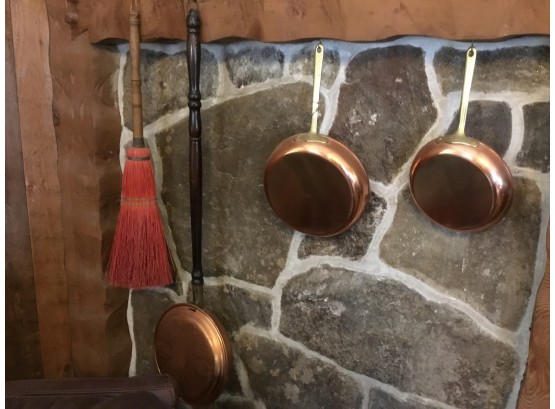 Copper Pan And Broom Lot