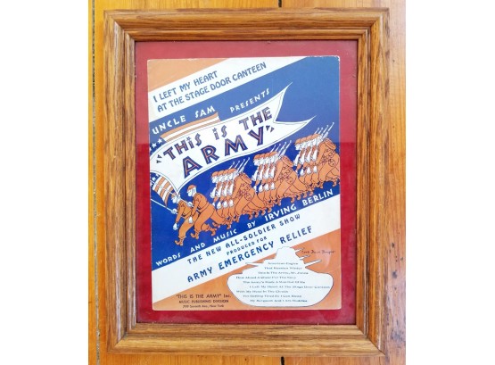 1940's 'This Is The Army,' Patriotic  Irving Berlin Framed Sheetmusic