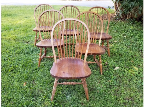 Vintage Vermont Pine Windsor Chairs Set Of 6
