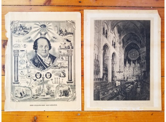 Antique Odd Fellows And Dresden Cathedral Prints