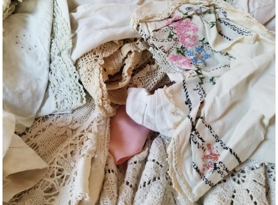 Large Collection Vintage And Antique Linens - Beautiful Handwork!