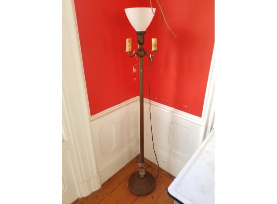 Vintage Standing Lamp With Milkglass Shade
