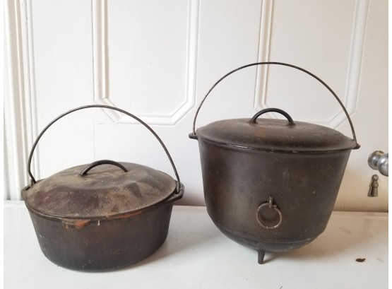 Antique Cast Iron Bean Pot And Cauldron