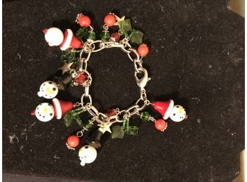 Great Hand Blown Glass Christmas Charm Bracelet