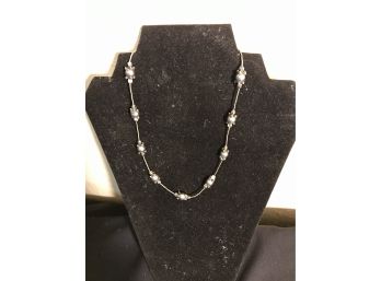 Beautiful Sterling Silver And Black Pearls Necklace