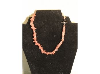 Sterling Silver Necklace With Pink Stones