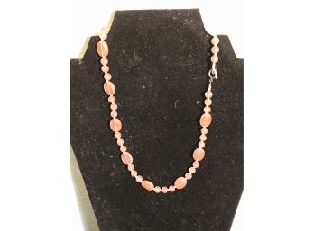 Sterling Silver And Pink Stone Necklace